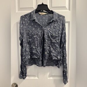 Hollister Gray Floral Button-Down Shirt